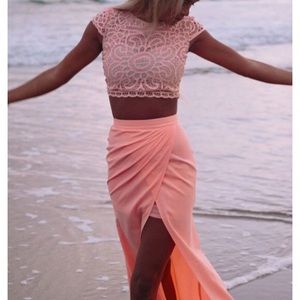 NWT Sabo Skirt Formal Two Piece coral XS